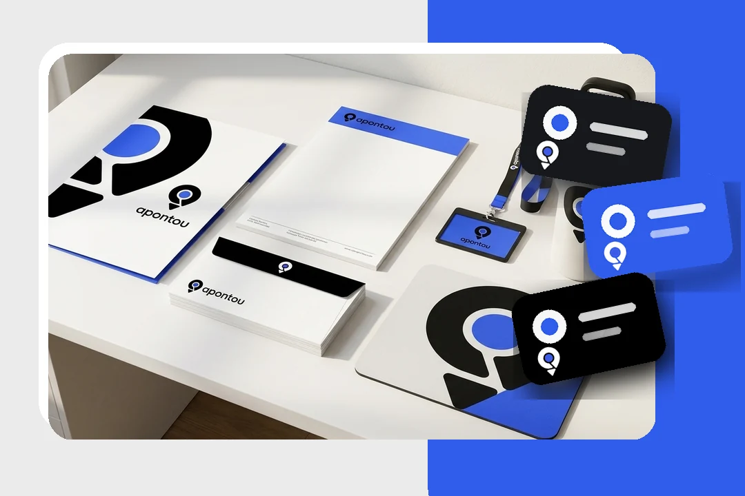 Kit visual da marca Apontou com tags e materiais